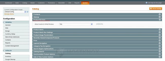 System Configuration Catalog Settings-Product Reviews Panel