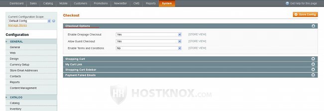 System Checkout Settings-Checkout Options Panel