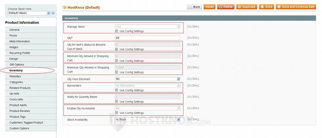 Individual Product Inventory Settings