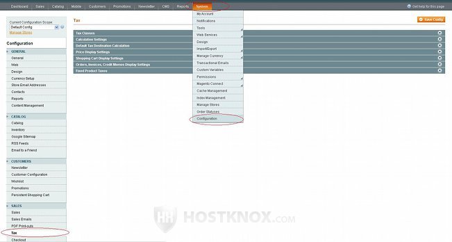 Accessing the System Tax Settings