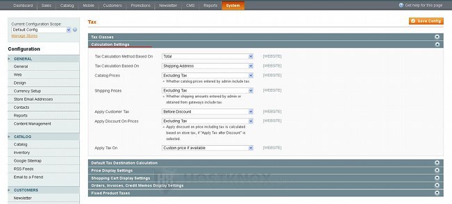 System Tax Settings-Calculation Settings