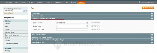 System Tax Settings-Default Tax Destination Calculation