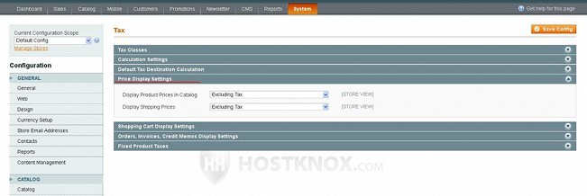 System Tax Settings-Price Display Settings