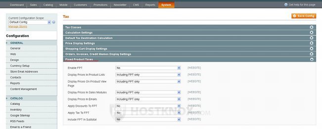 System Tax Settings-Fixed Product Taxes