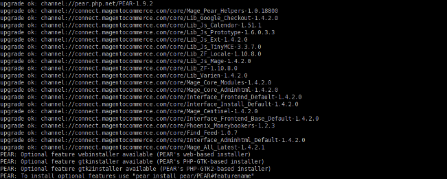 Magento pear upgrade ok
