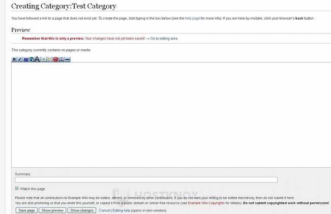 Form for Creating a Category Page