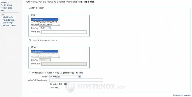 Form for Protecting a Page