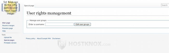 User Rights Management Page-Options for Selecting a User