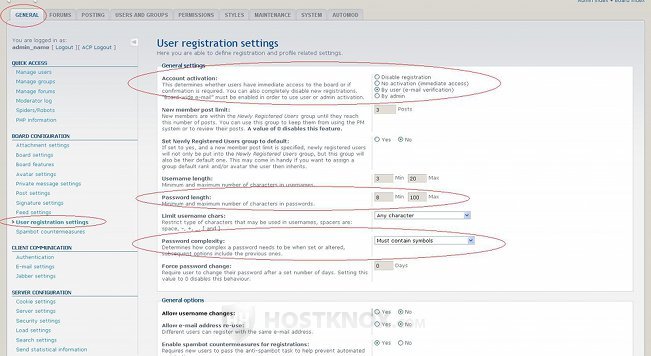 User Registration Settings