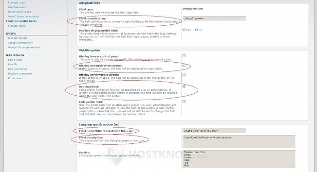 Custom Field Settings