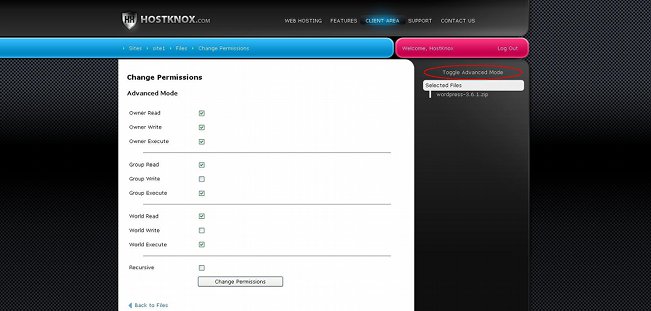 Changing Permissions-Advanced Mode