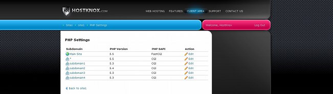 PHP Settings Section