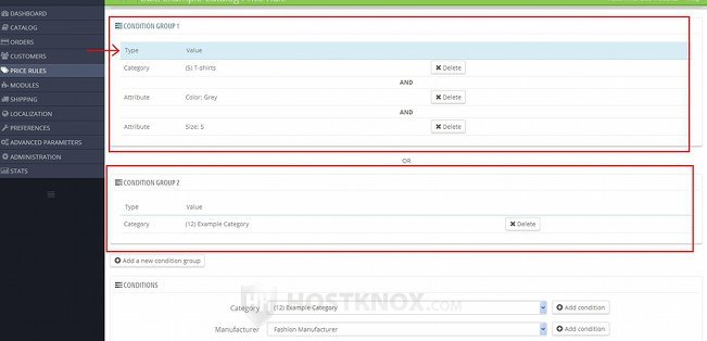 Form for Adding/Editing Catalog Price Rules-Adding More Than One Condition Group