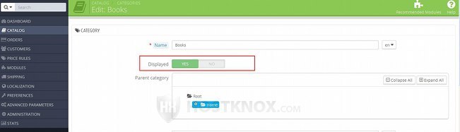 Edit Category Form-Option for Enabling/Disabling the Category