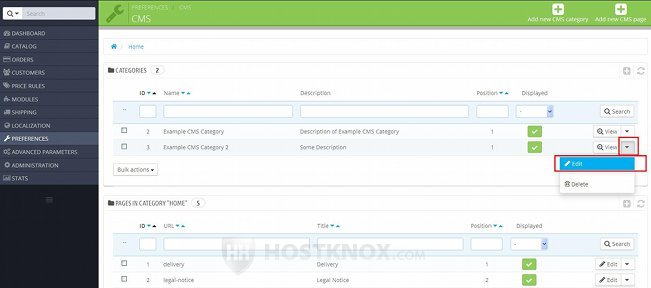 Editing a CMS Category