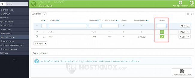 Table with Currencies-Enabled Column