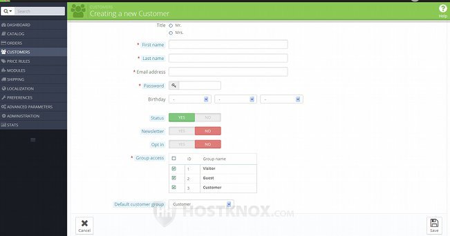 Form for Adding New Customers