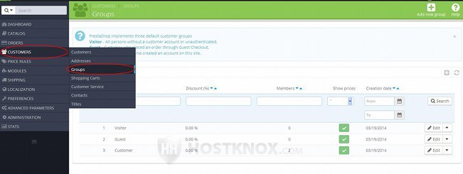 Accessing the Customer Groups Section in the Admin Panel