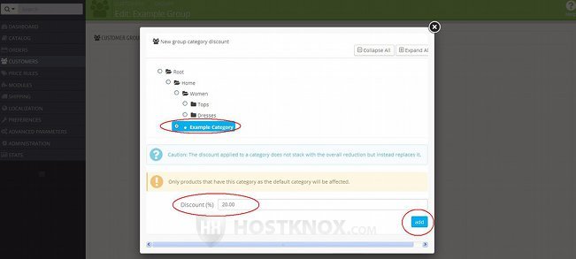 Form for Editing Customer Groups-Adding Category Discounts