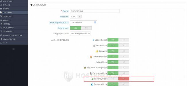 Form for Editing Customer Groups-Authorizing/Unauthorizing Modules