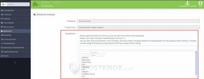 Exceptions Option for Transplanted Modules