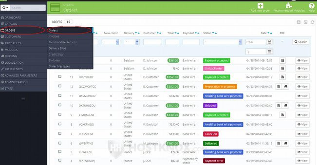 Accessing the Orders Section in the Admin Panel