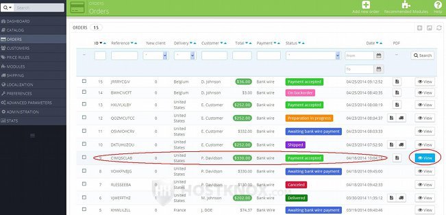 Accessing the Order Details Page of an Order