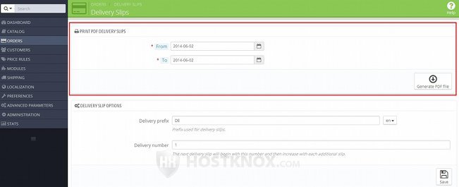 Delivery Slips Section in the Admin Panel-Print PDF Delivery Slips Block
