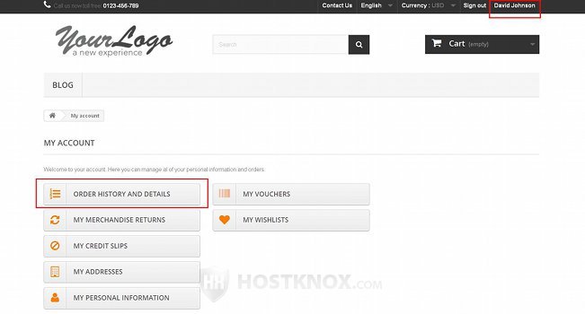 Accessing the Order History of a Customer's Account on the Frontend