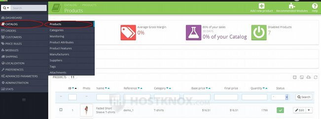 Accessing the Products Section in the Admin Panel