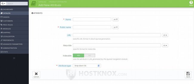 Form for Adding Attributes