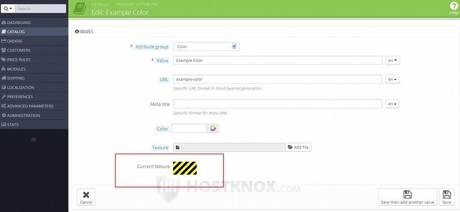 Form for Adding/Editing Attribute Values-Texture Options