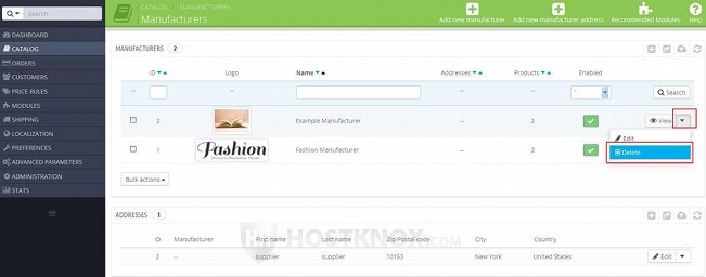 Deleting a Manufacturer