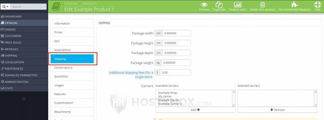 Product Form-Options Related to Shipping