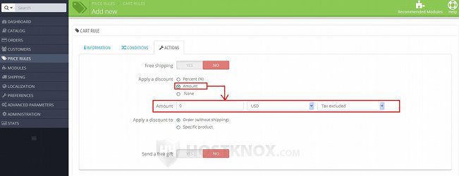 Settings for Voucher Actions-Options for a Fixed Discount Amount