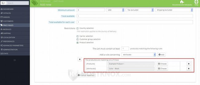 Settings for Voucher Conditions-Two Example Rules for Product Restrictions