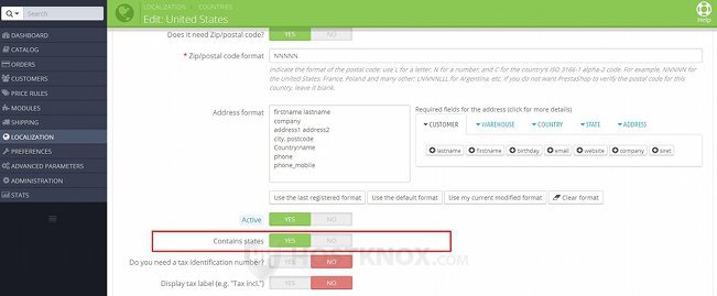 Country Options-Option for Enabling States