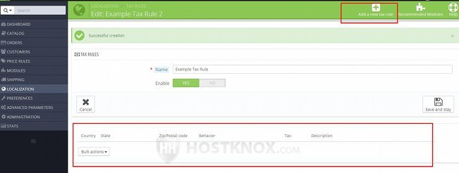 Tax Rule Form-Button for Adding Taxes to the Tax Rule