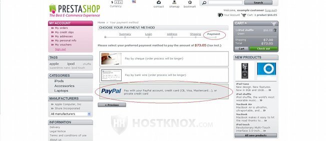 PrestaShop Checkout Process-Payment Selection