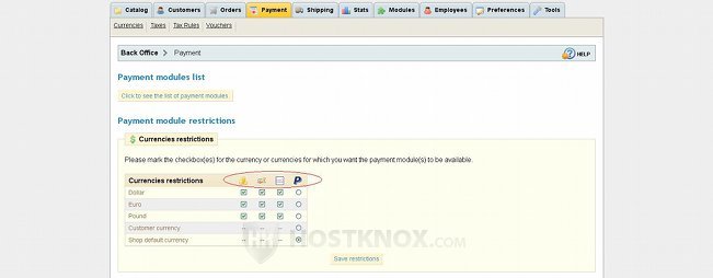 Currencies Restrictions Section