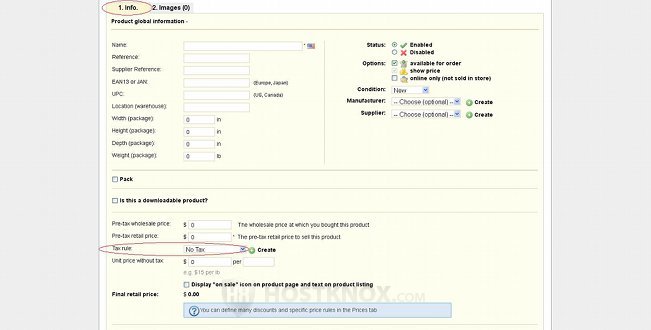 Adding a Tax Rule to a Product