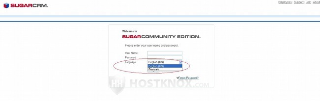 Login Page-Choosing a Language