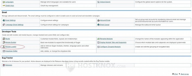 Admin Panel-Module Loader Link
