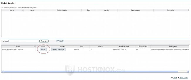 Module Loader-Module Install Button