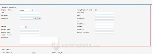 User Account Settings-Employee Information Section