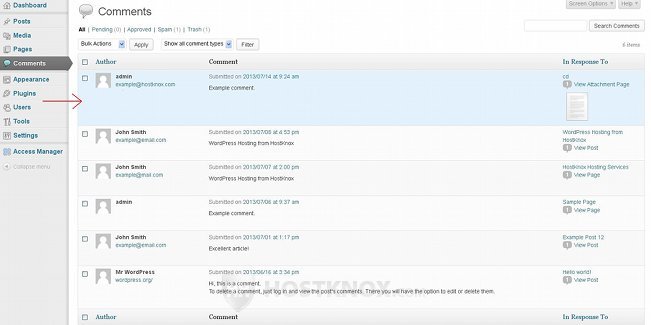 Selecting a Comment Using Keyboard Shortcuts