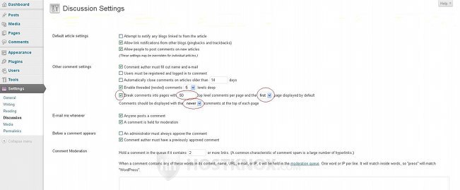 Discussion Settings-Option for Breaking Comments into Pages