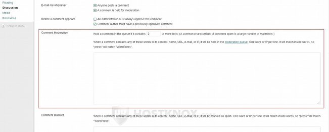 Discussion Settings-Comment Moderation