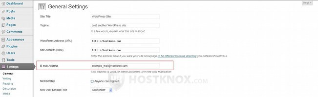 General Settings-Email Address