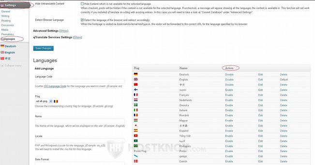 qTranslate Plugin-Adding and Enabling Languages